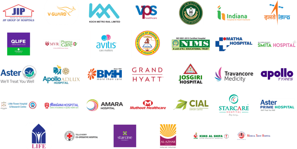 Logos of various hospitals